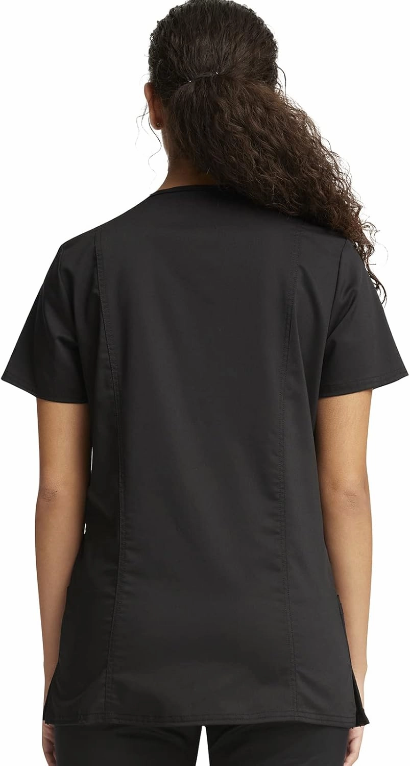 Cherokee Scrub Set For Women Modern Classic Fit 3 Pockets V-Neck Top WW620 with 5 Pockets Moderate Flare Leg Pant WW120