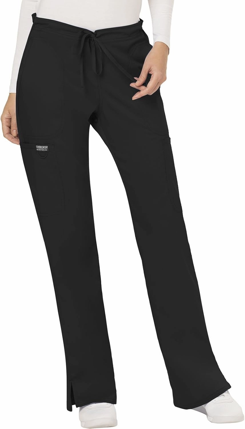 Cherokee Scrub Set For Women Modern Classic Fit 3 Pockets V-Neck Top WW620 with 5 Pockets Moderate Flare Leg Pant WW120