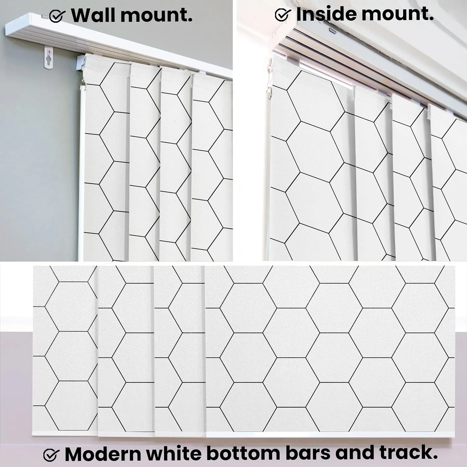 CHICOLOGY Sliding Door Blinds, Blinds for Sliding Glass Doors, Sliding Glass Door Blinds, Vertical Blinds for Patio Doors, Room Divider, Hexagon, W:46-86 x H: 0-96 inch