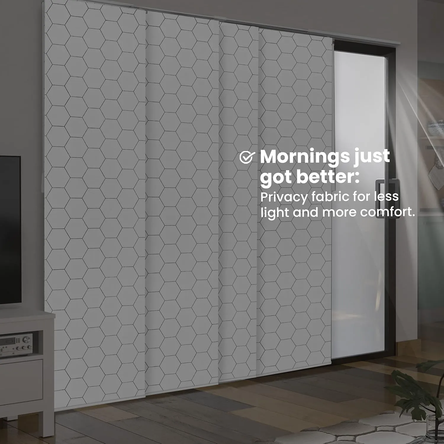CHICOLOGY Sliding Door Blinds, Blinds for Sliding Glass Doors, Sliding Glass Door Blinds, Vertical Blinds for Patio Doors, Room Divider, Hexagon, W:46-86 x H: 0-96 inch