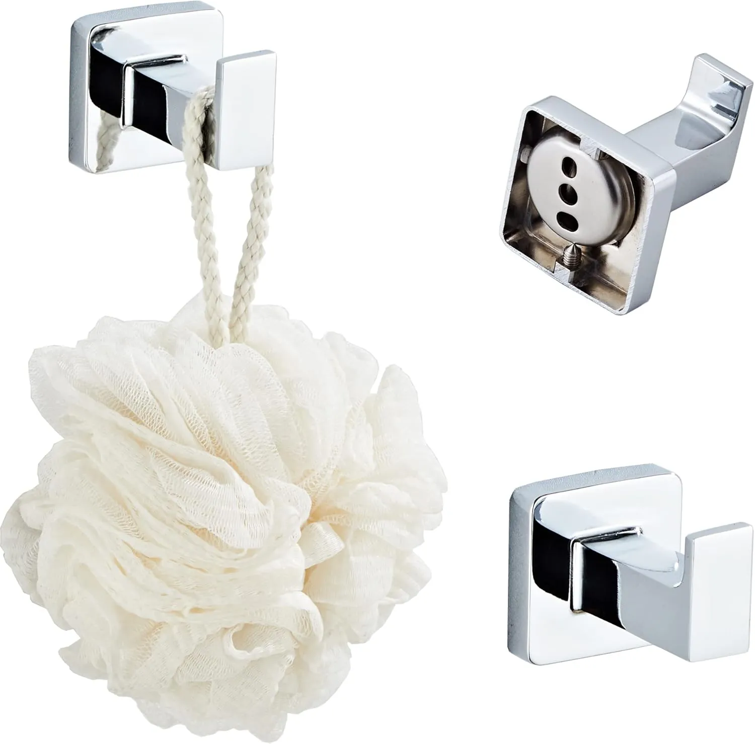 Chrome Bathroom Hardware Set 4 Pieces,Towel Bar Set Stainless Steel Wall Mounted, Includes 16In Hand Towel Bar, Towel Ring, Robe Towel Hooks,Toilet Paper Holder, Bathroom Towel Rack Set