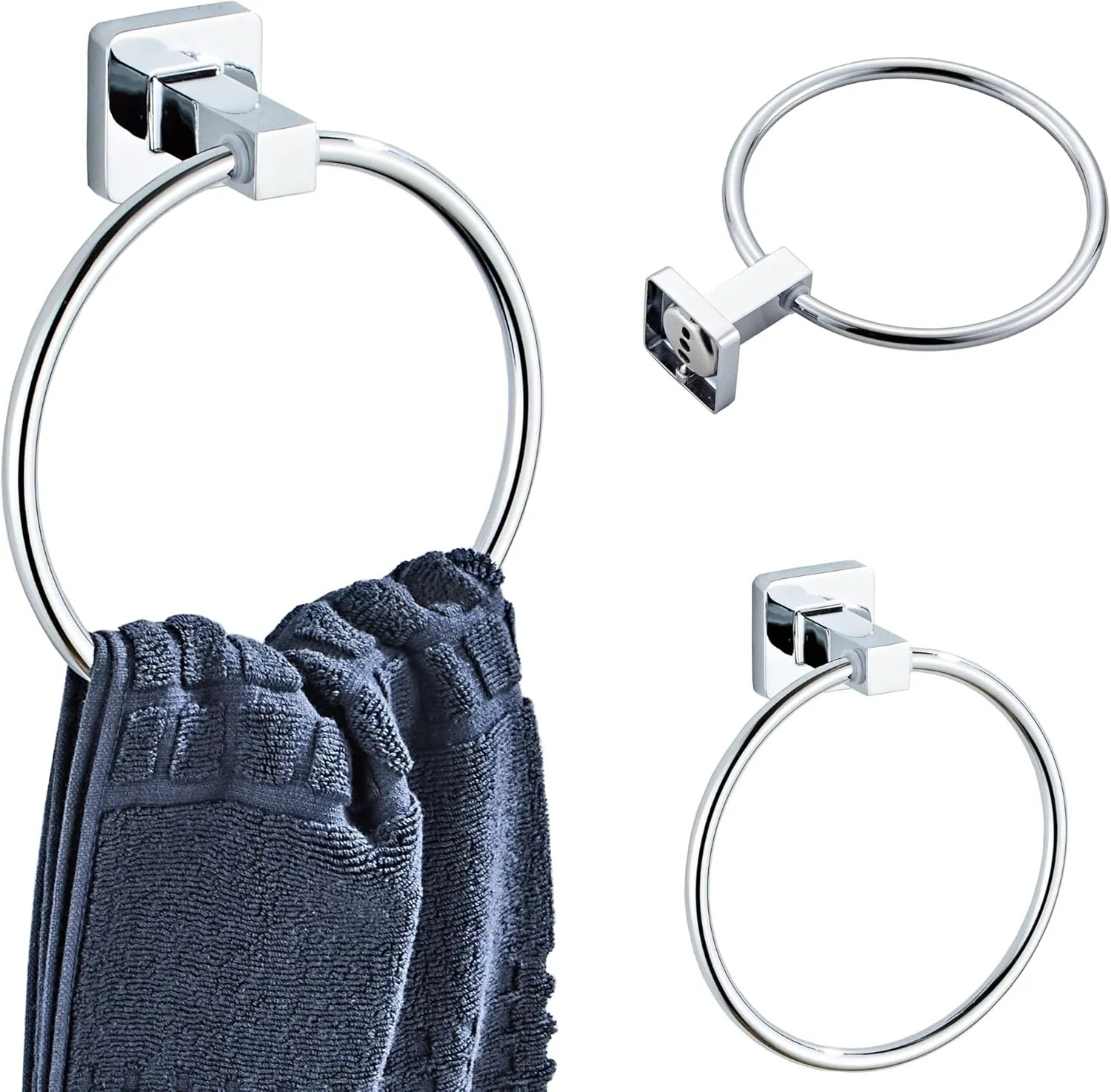 Chrome Bathroom Hardware Set 4 Pieces,Towel Bar Set Stainless Steel Wall Mounted, Includes 16In Hand Towel Bar, Towel Ring, Robe Towel Hooks,Toilet Paper Holder, Bathroom Towel Rack Set