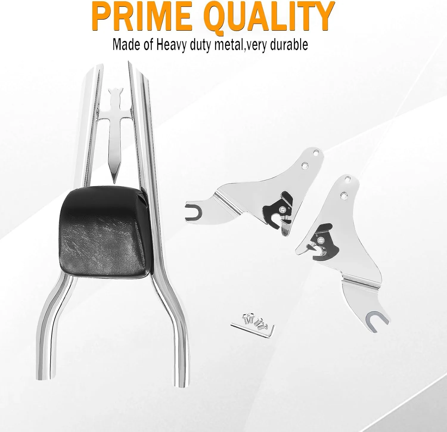 Chrome Detachable Sissy Bar Passenger Backrest Rear Pad for Harley Davidson Touring Models 2009-2024 Street Glide, CVO Road Glide Road King Ultra Limited Electra Glide (30" Tall)