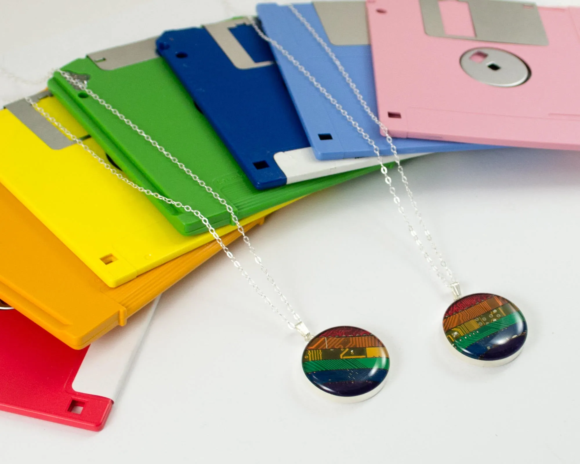 Circuit Board Rainbow Necklace - Sterling Silver