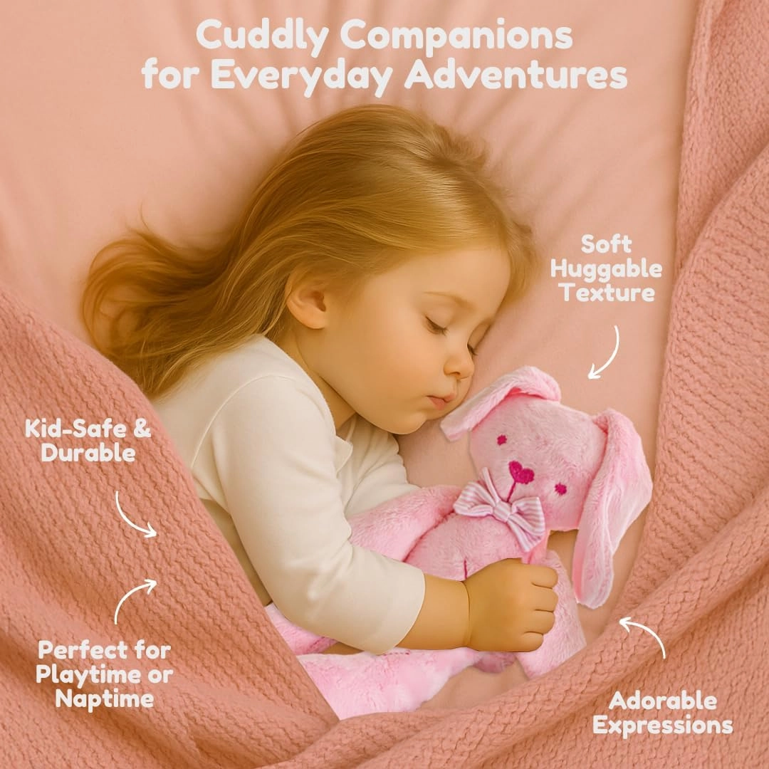 Clara The Pink Bunny Soft Stuffed Animal for Newborns Babies and Toddlers, Cuddly and Lovable Plush Toy 14 Inches