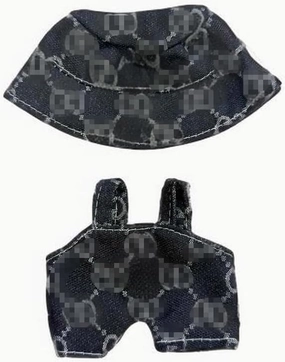 Clothes Set Compatible with Labubu, 6.7 Inches Cute Doll Clothes for Dress up Unique Style - Black Hat Strap Pants