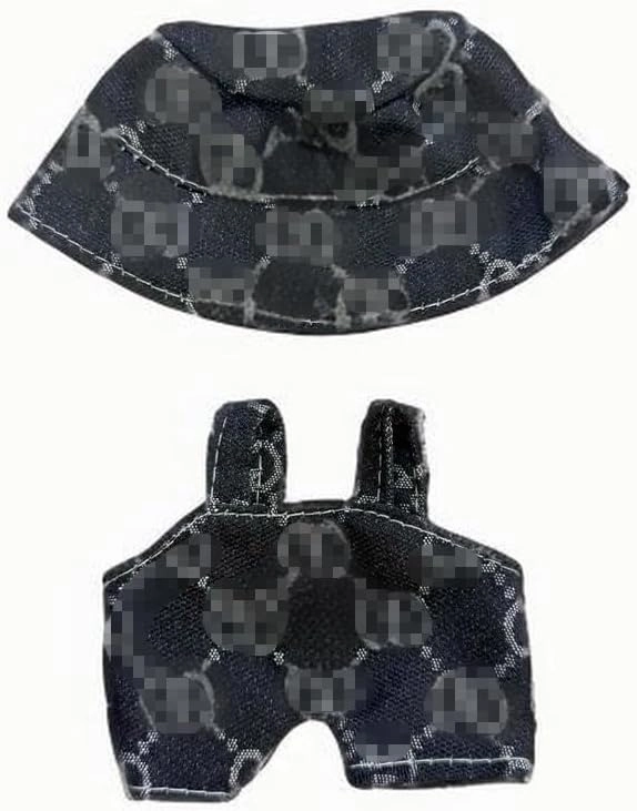 Clothes Set Compatible with Labubu, 6.7 Inches Cute Doll Clothes for Dress up Unique Style - Black Hat Strap Pants