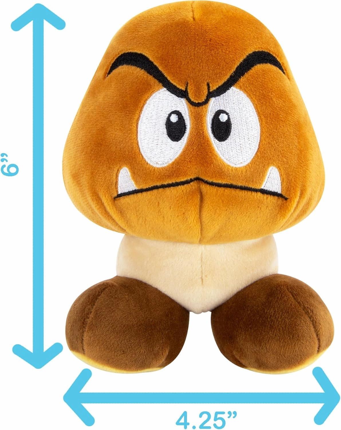 Club Mocchi Mocchi- Super Mario Plush - Goomba Plushie - Squishy Mario Toys - Plush Collectible Mario Figures - Soft Plush Toys and Mario Room Decor - 6 inch