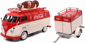 Coca-Cola Diecast Collectible | 1960 Volkswagen Kombi T1 with Trailer | 1:43 Diecast Scale Model 443060 | Officially Licensed Coca-Cola Diecast