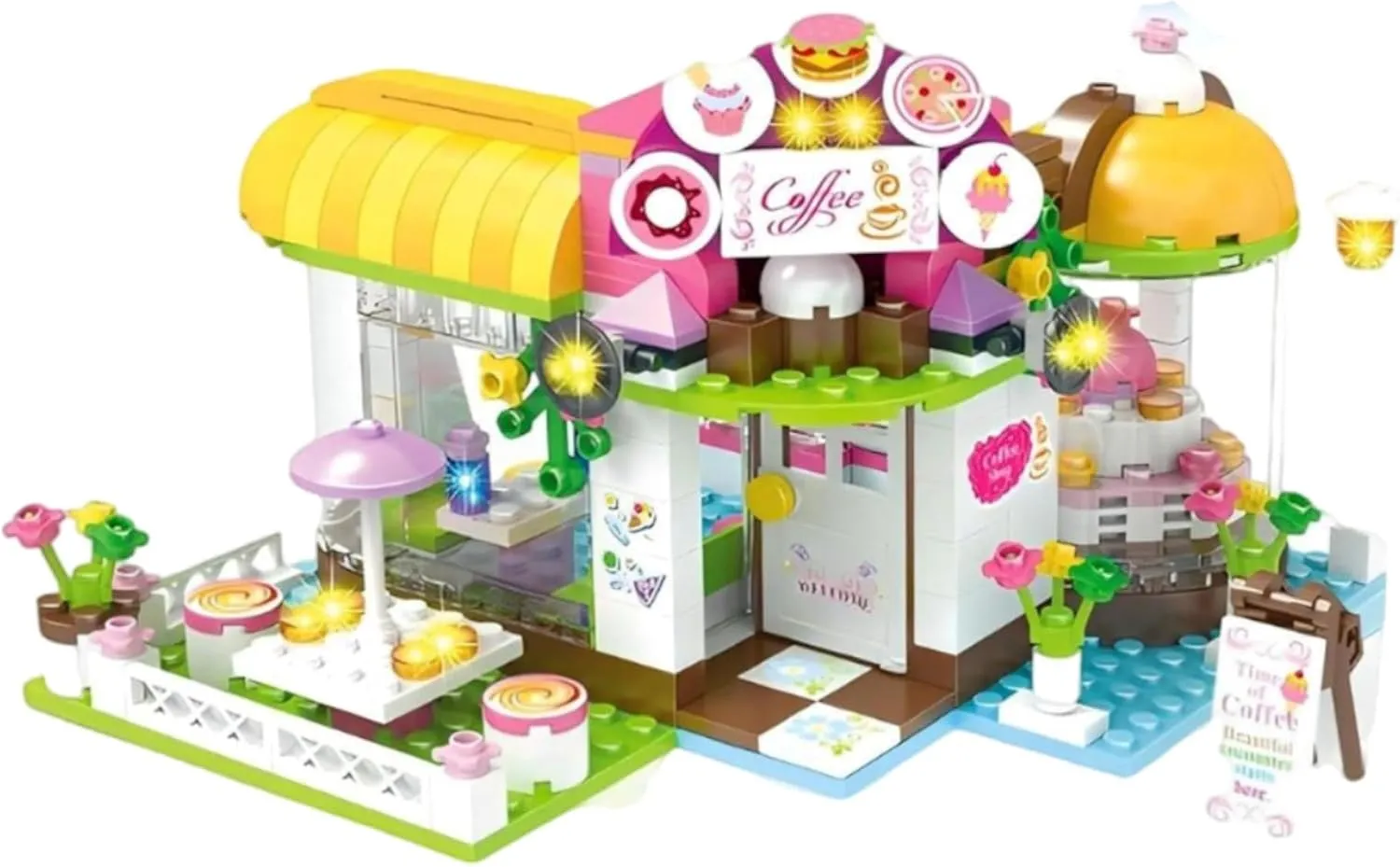 Coffee House Tree House Creative Building Toy Set for Kids, Best Learning and Roleplay Gift for Girls and Boys with Storage Box (960 Pieces)