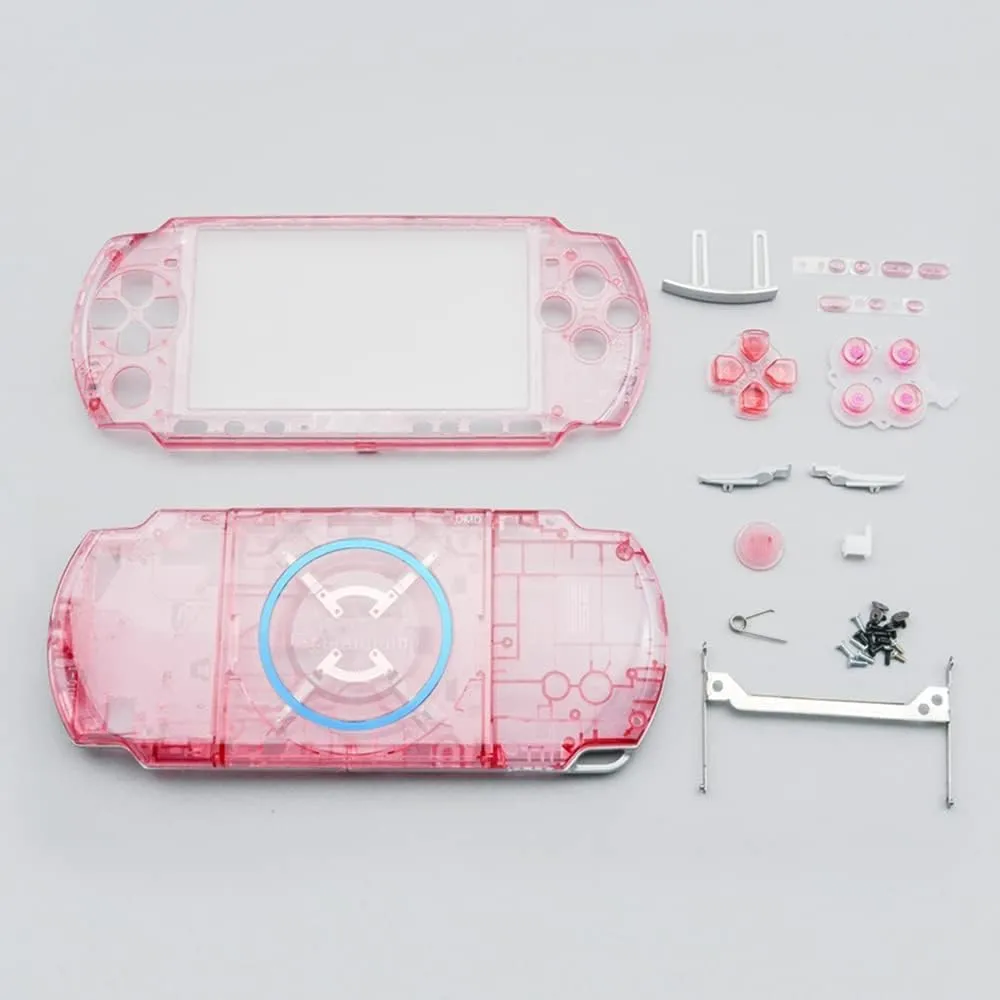 Colorful Clear Full Housing Shell Cover Case with Buttons for PSP 3000 PSP3000 Game Console (Clear Pink)