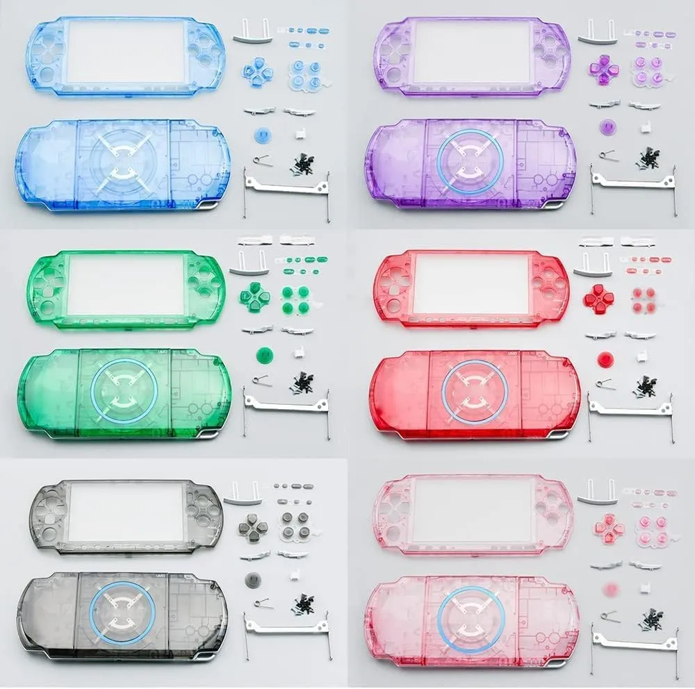 Colorful Clear Full Housing Shell Cover Case with Buttons for PSP 3000 PSP3000 Game Console (Clear Pink)