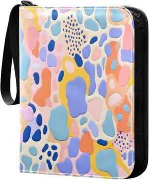 Colorful Pattern Card Binder with 50 Removable Page Sleeves PU Leather Collectible Trading Card Albums Book with Zipper for Games Card,Baseball Cards