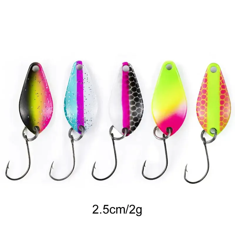 Colorful Single Hook Fishing Spoons 5-10 Pieces