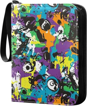 Colorful Street Graffiti Pattern Card Holder, Card Holder Album with 400 Card Slots in 50 Pages for Display, Storage, Portability