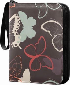 Colorful-butterflies-texture 400 pockets Game Card Binder with Removable Sleeves Trading Card PU Waterproof Sturdy Protectors Holder Collectible Album for Sports Card Collection Storage