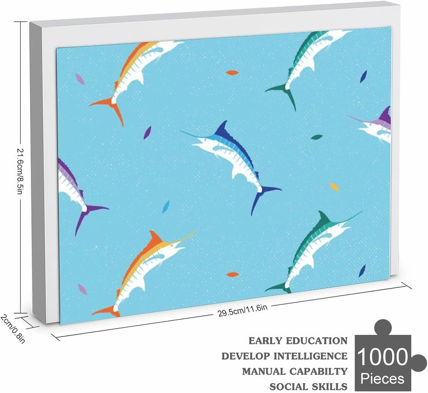 Colorful Marlin Fish Funny Jigsaw Puzzles Art Painting Picture Puzzle Personalized Game Gift for Women Men