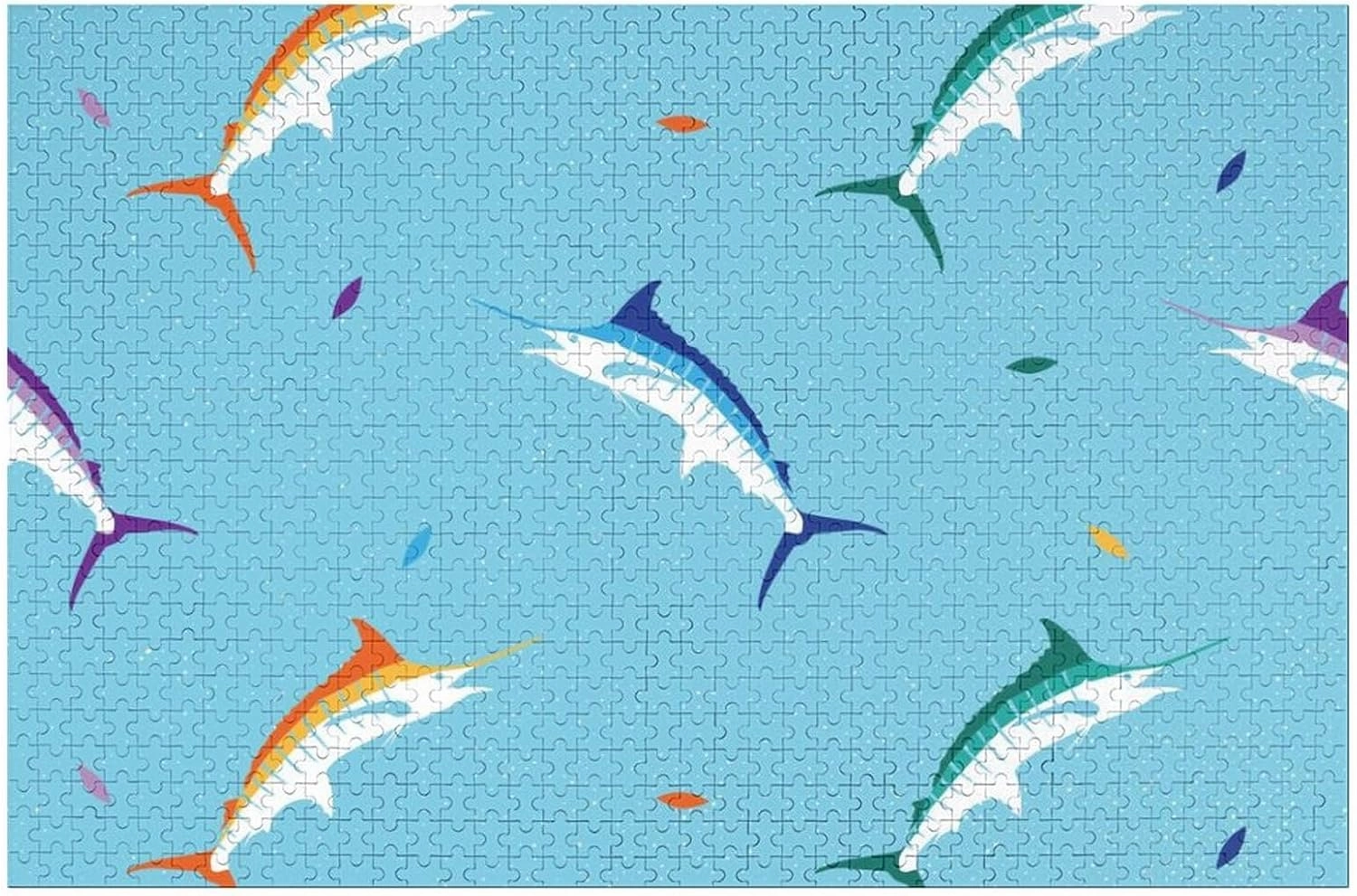 Colorful Marlin Fish Funny Jigsaw Puzzles Art Painting Picture Puzzle Personalized Game Gift for Women Men