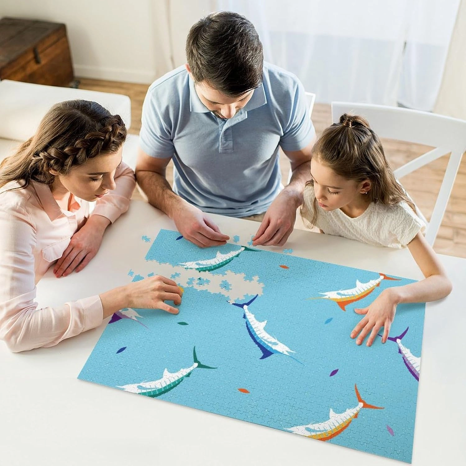 Colorful Marlin Fish Funny Jigsaw Puzzles Art Painting Picture Puzzle Personalized Game Gift for Women Men