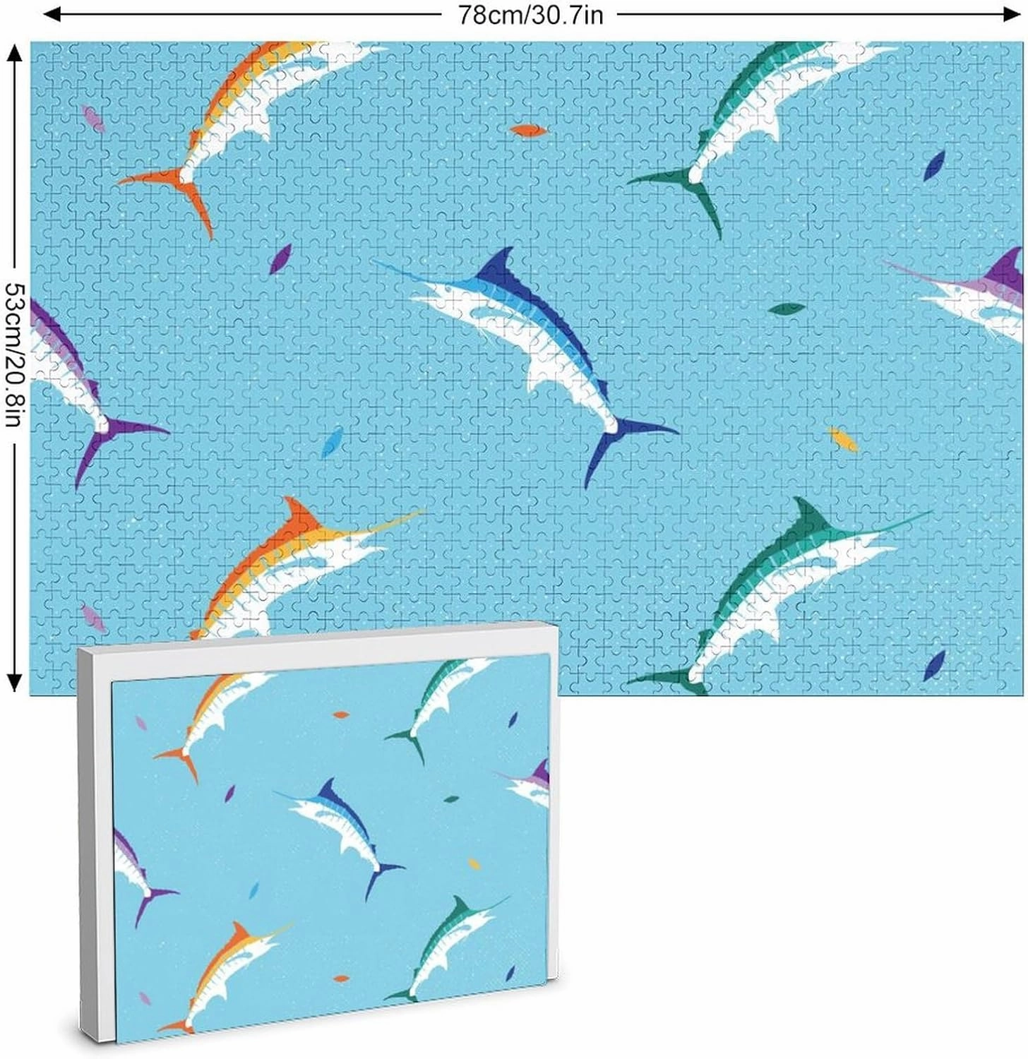 Colorful Marlin Fish Funny Jigsaw Puzzles Art Painting Picture Puzzle Personalized Game Gift for Women Men