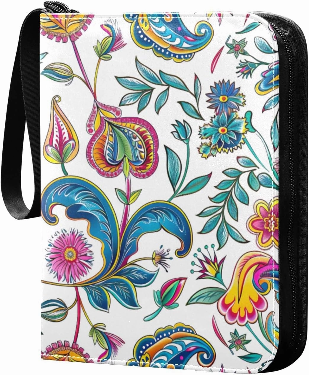 Colorful Paisley Pattern Card Binder, 400 Pockets Card Holder with 50 Sleeves, Sturdy Card Holder Folders for Game Cards & Sports Cards