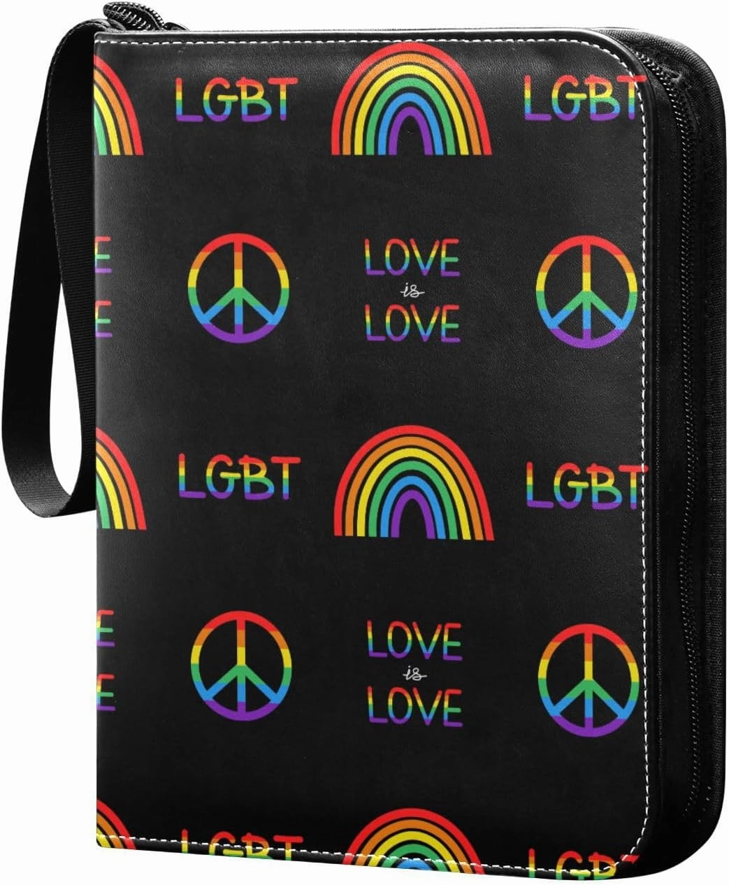 Colorful Peace Pattern Game Sports Cards Card Binders 4 Pocket - Hold 400 Game Cards, Waterproof Wear-resistant Trading Card Albums Collection Book Holder for Boys Girls
