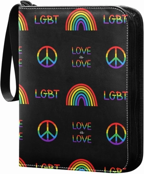 Colorful Peace Pattern Game Sports Cards Card Binders 4 Pocket - Hold 400 Game Cards, Waterproof Wear-resistant Trading Card Albums Collection Book Holder for Boys Girls
