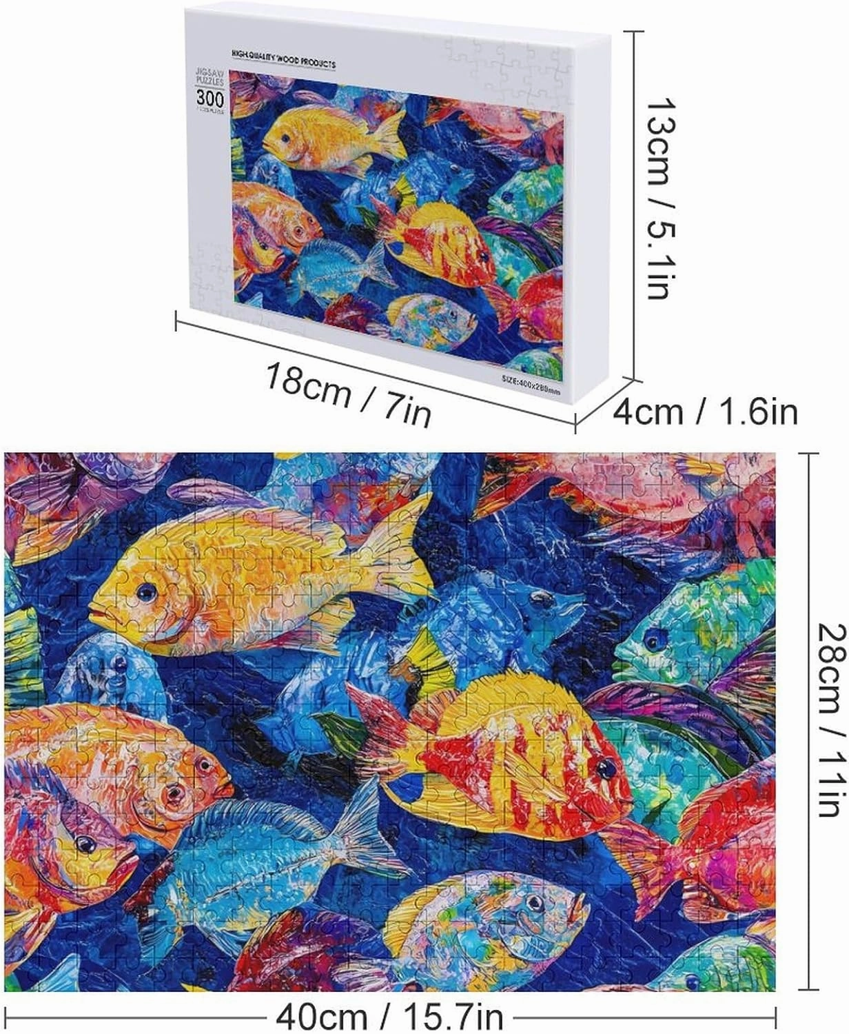 Colorful Tropical Fish Funy Jigsaw Puzzles Wooden Intellectual Puzzles Adults Brain-Teasing Game for Idea Gift