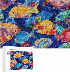 Colorful Tropical Fish Funy Jigsaw Puzzles Wooden Intellectual Puzzles Adults Brain-Teasing Game for Idea Gift