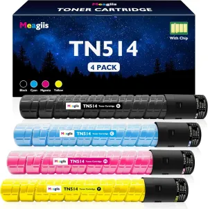 Compatible TN514 TN-514 TN324 Toner Cartridge Replacement for Konica Minolta Bizhub C258 C308 C368 C458 C558 C658 C454 C554 C454e C554e Printers (Black, Cyan, Magenta, Yellow, 4-Pack)