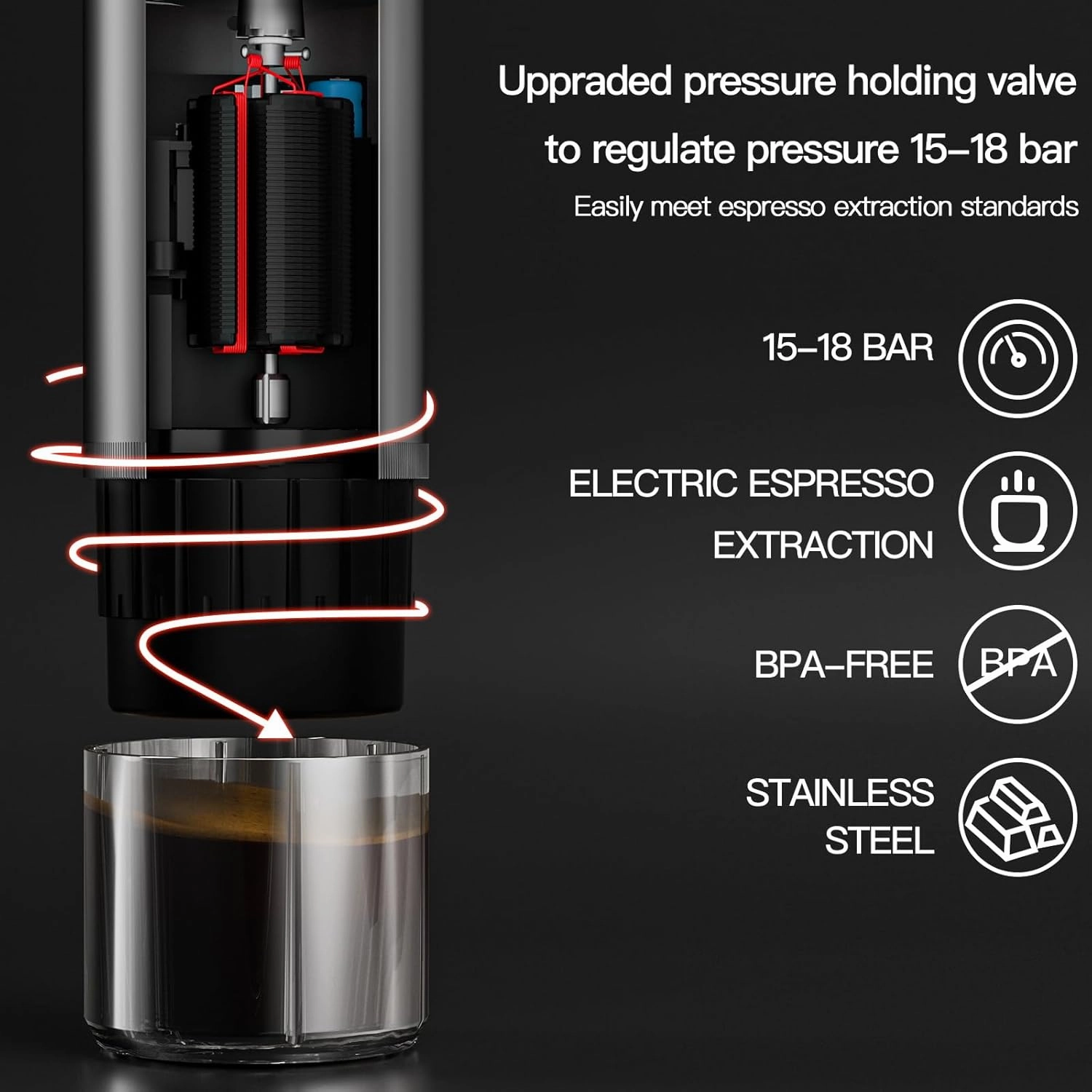 CONQUECO Portable Espresso Coffee Machine: 12V Electric Small Travel Expresso Maker - Self Heating 8 Cups Battery Powered Compatible for Nespresso Capsule - for Camping RV Hiking Office (Brown)