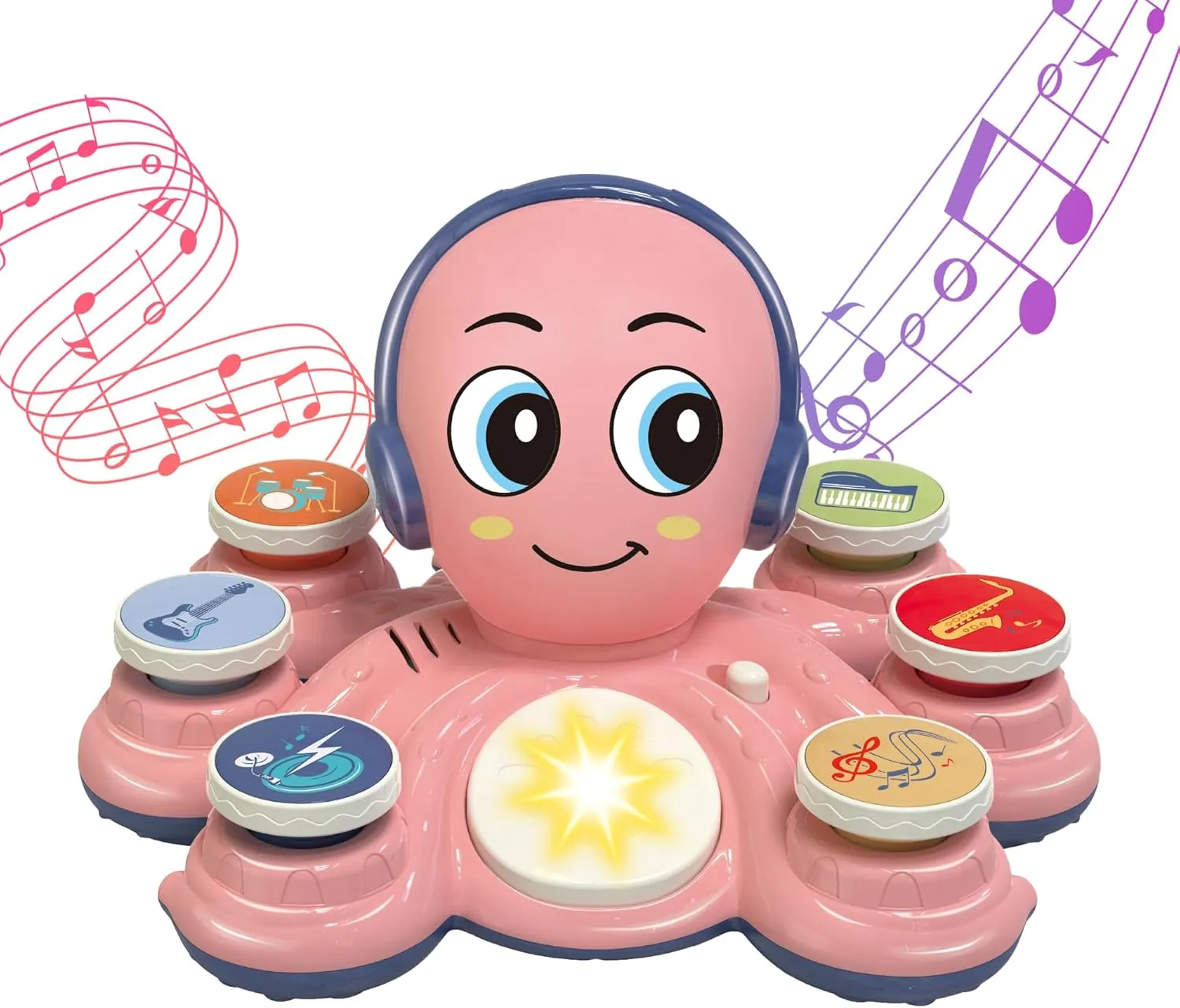 Contixo Baby Musical Toys - KD3 Learning Toys for Toddlers, Octopus Toys for Kids, Preschooler Musical Educational Instruments Toy for Baby, Toy Drum for Toddlers, Pink