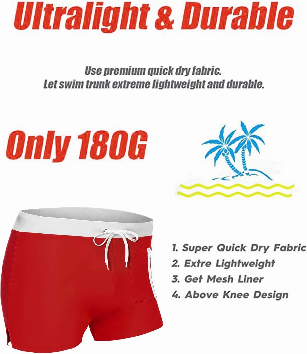 COOFANDY Mens Swim Trunks Swimwear Bathing Suit Swim Brief Square Leg Board Short S-3XL