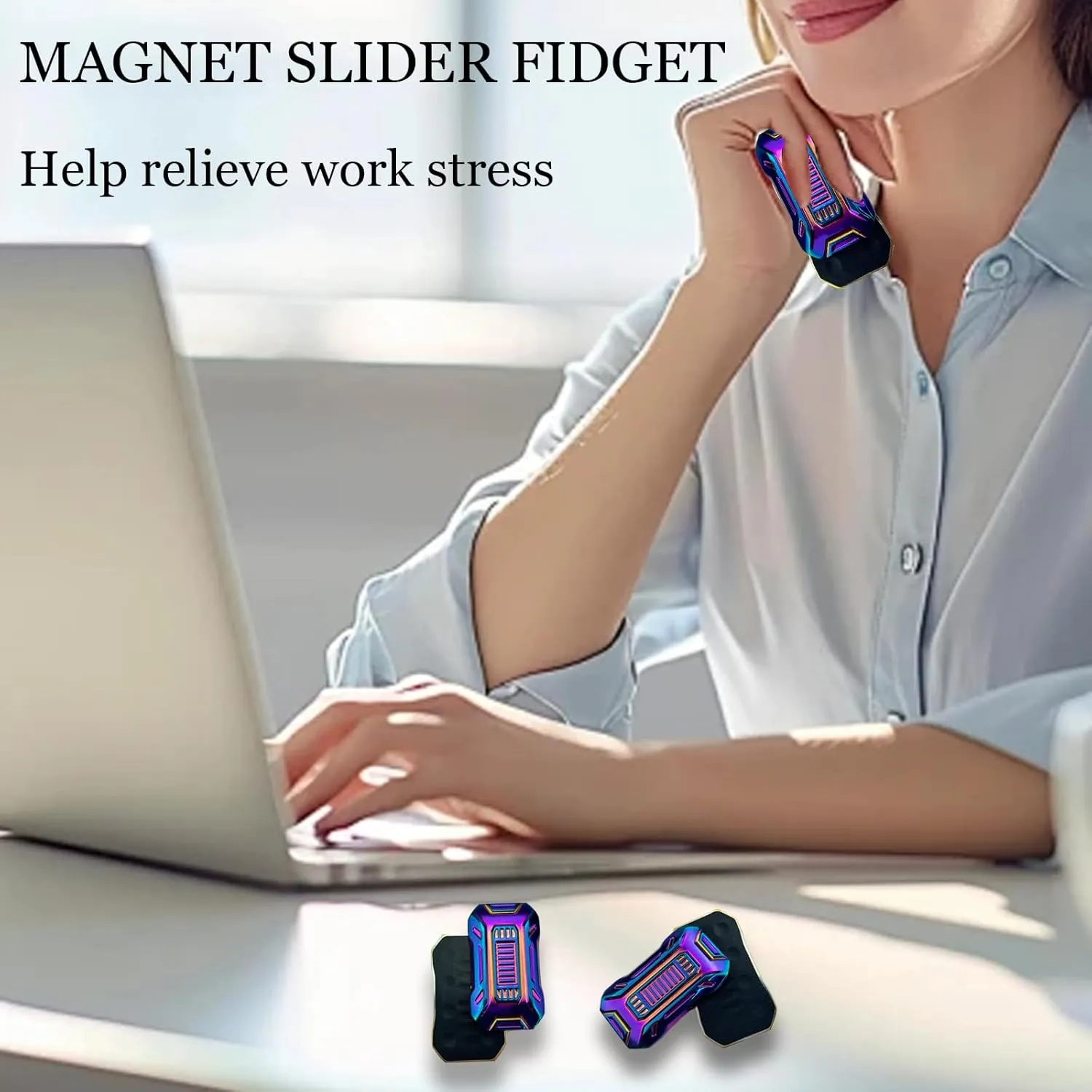 Cool Fidget Toys Adults for Relax, EDC Fidget Slider with Various Gameplay, Magnet Slider Fidget, Lightning Infinite Fidget Slider, Fidget Toys Adults Metal Slider, Gifts for Boyfriend and Father