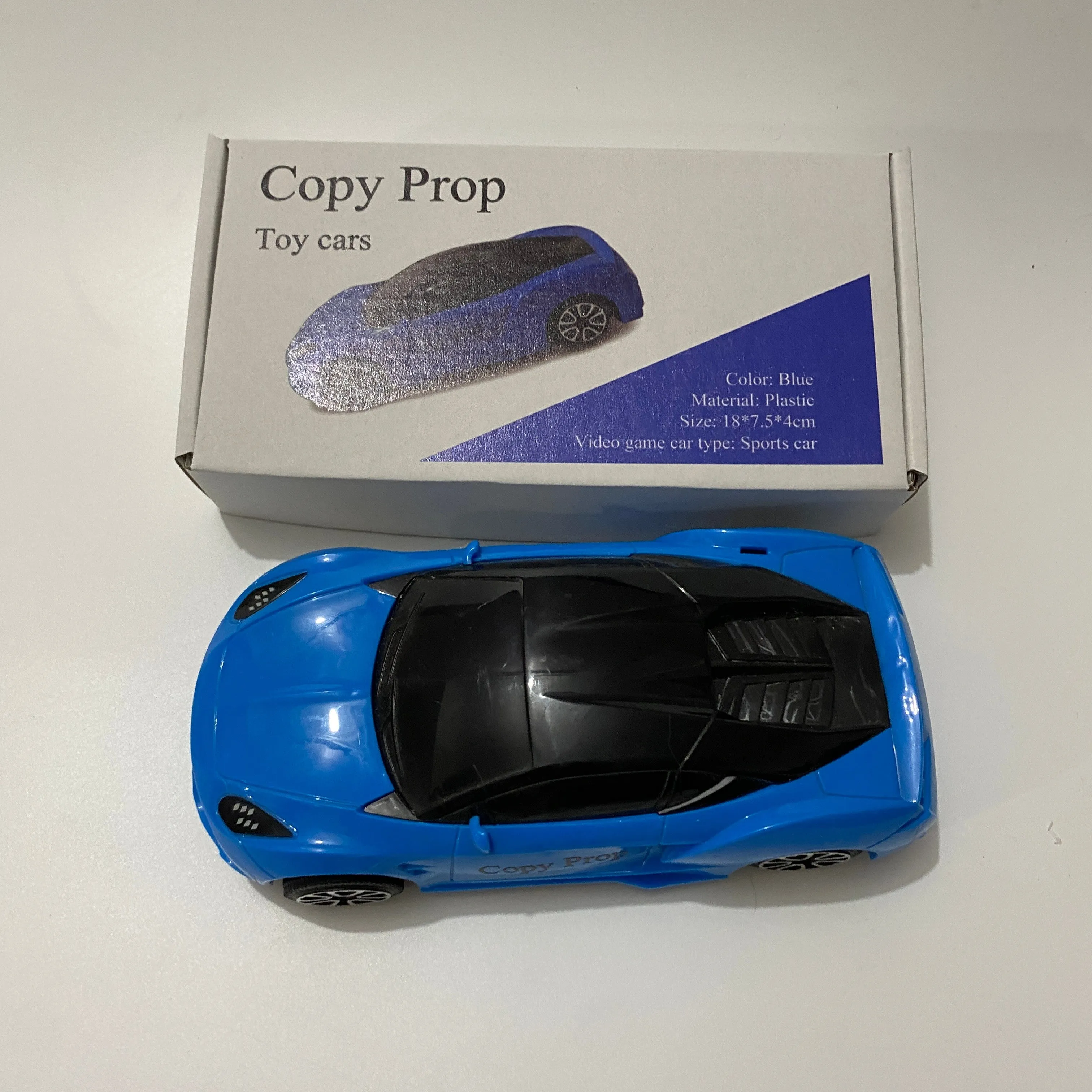 Copy Prop Toy Vehicle, Blue Sports Car, Plastic Material, 18 x 7.5 x 4 cm