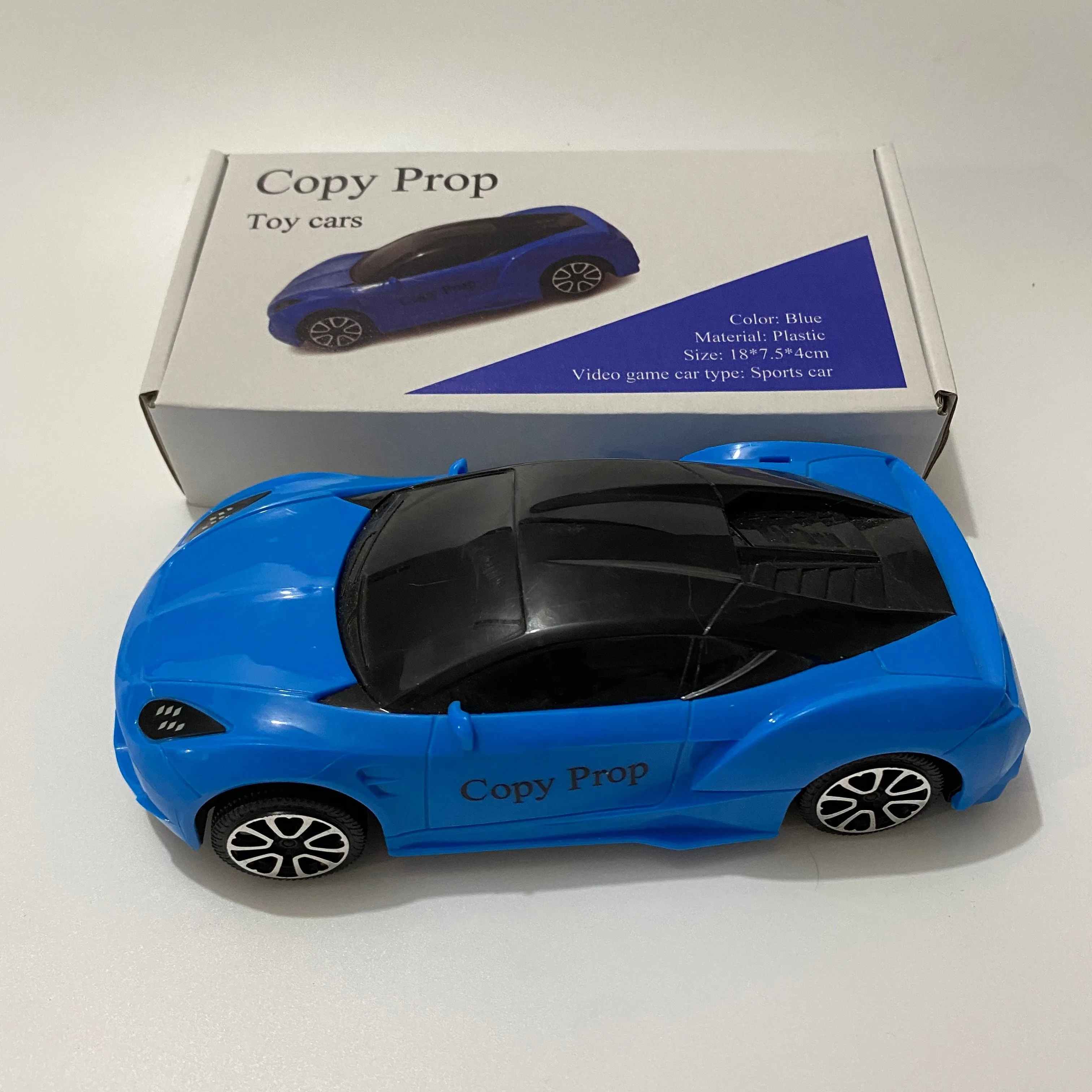 Copy Prop Toy Vehicle, Blue Sports Car, Plastic Material, 18 x 7.5 x 4 cm