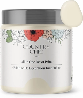 Country Chic All-in-One Chalk Paint for Furniture, Cabinets, Home Decor, Eco-Friendly, Matte Finish, Built-In Primer & Top Coat for Wood, Metal - Vanilla Frosting (Off White) - Pint 16 oz (475 ml)