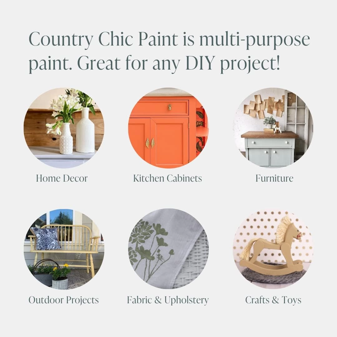 Country Chic All-in-One Chalk Paint for Furniture, Cabinets, Home Decor, Eco-Friendly, Matte Finish, Built-In Primer & Top Coat for Wood, Metal - Vanilla Frosting (Off White) - Pint 16 oz (475 ml)
