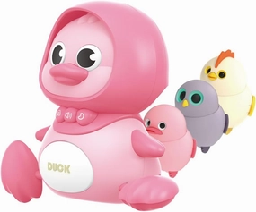 Crawling Duck Baby Toy Set, Infant Tummy Time Toys Learning Crawl Light Up Music Toys for Children Adults (Pink)