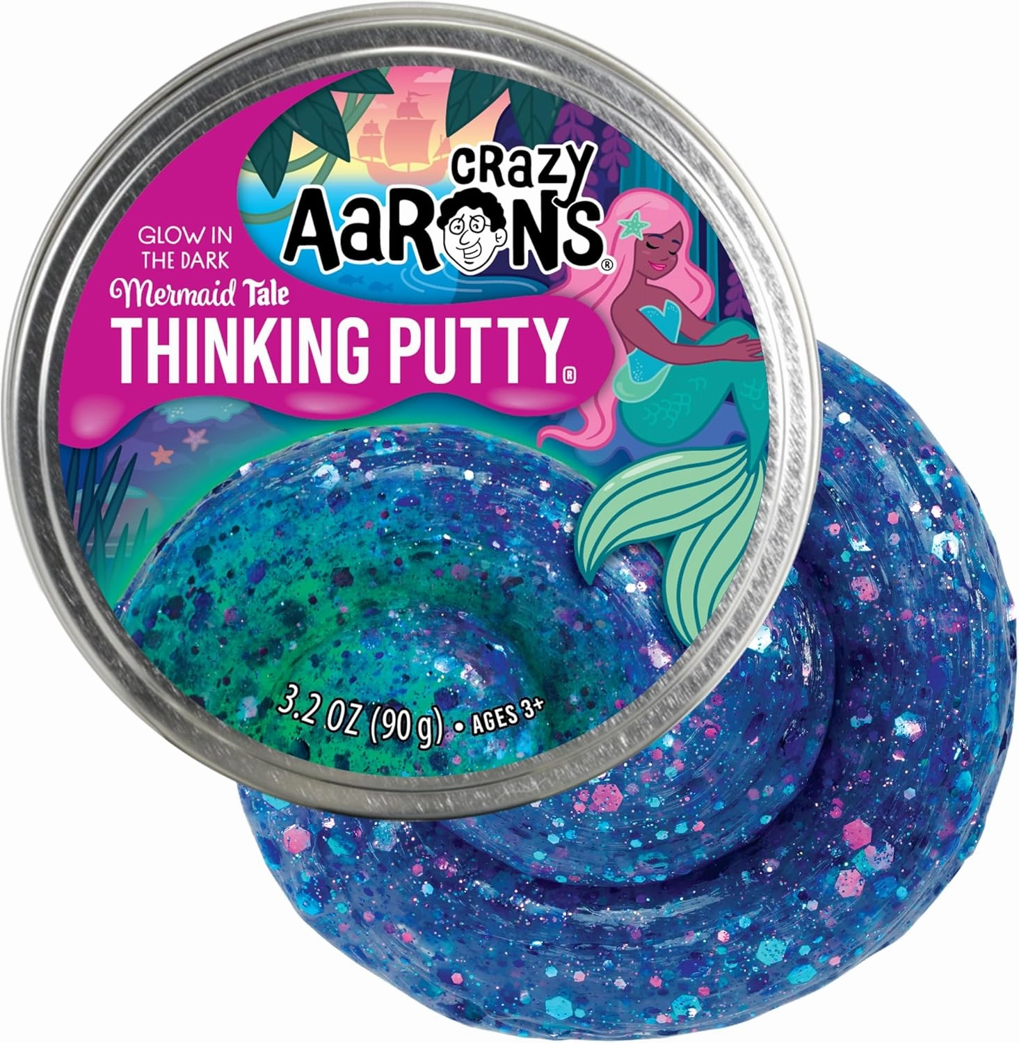 Crazy Aaron's Thinking Putty® - Mermaid Tale - Color Changing Sensory Putty for Kids and Grown ups in a 4" Tin - Creative and Endless Fun, Stress Relief Therapy Toys, Never Dries Out - Made in USA
