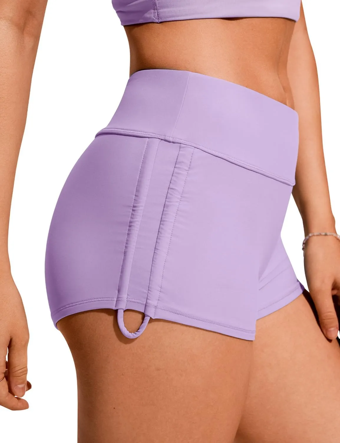 CRZ YOGA Womens Swim Board Shorts High Waisted Bathing Suit Bottoms Adjustable Ruched Side Swimsuit