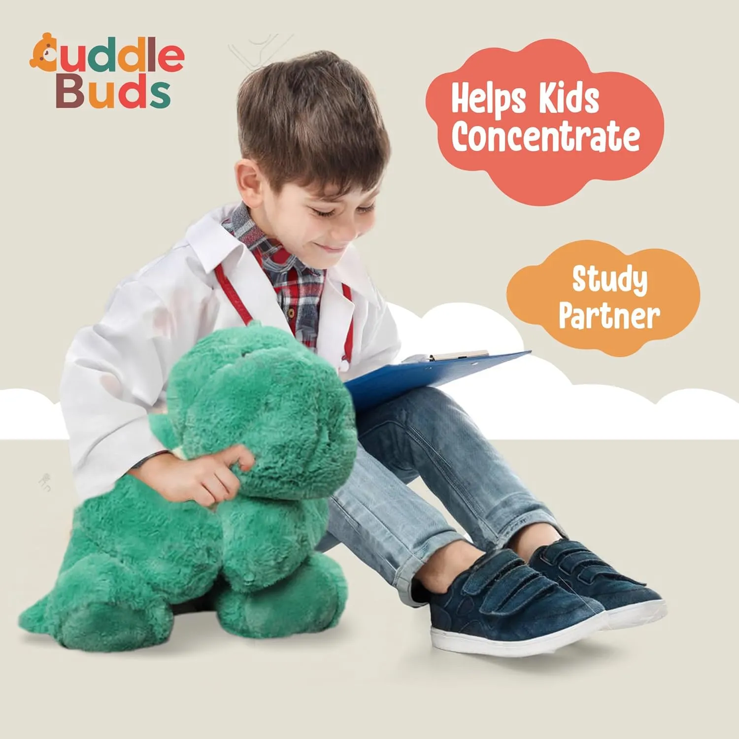 Cuddle Buds 3lbs Weighted Dinosaur Stuffed Animal for Sensory Needs, 20'' Plush Dino, Weighted Stuffed Animals for Adults, Soft Dinosaur Toy