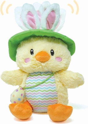Cuddle Barn - Sunny Wiggles | Animated Easter Chick Stuffed Animal Plush Toy, Spring Easter Basket Stuffer Decoration, Wiggles Ears and Bops to Little Bunny Foo Foo, 12 Inches