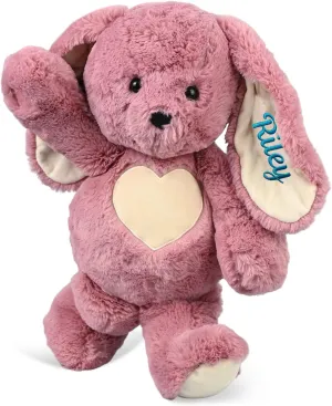 Custom Bunny Stuffed Animal for Babies, Personalized Plush Rabbit Toy with Embroidered Name Date, Bunny Plush for Boys and Girls, Gift for Birthday, First Day of School, Nursery Decor(Pink 19.3 in)