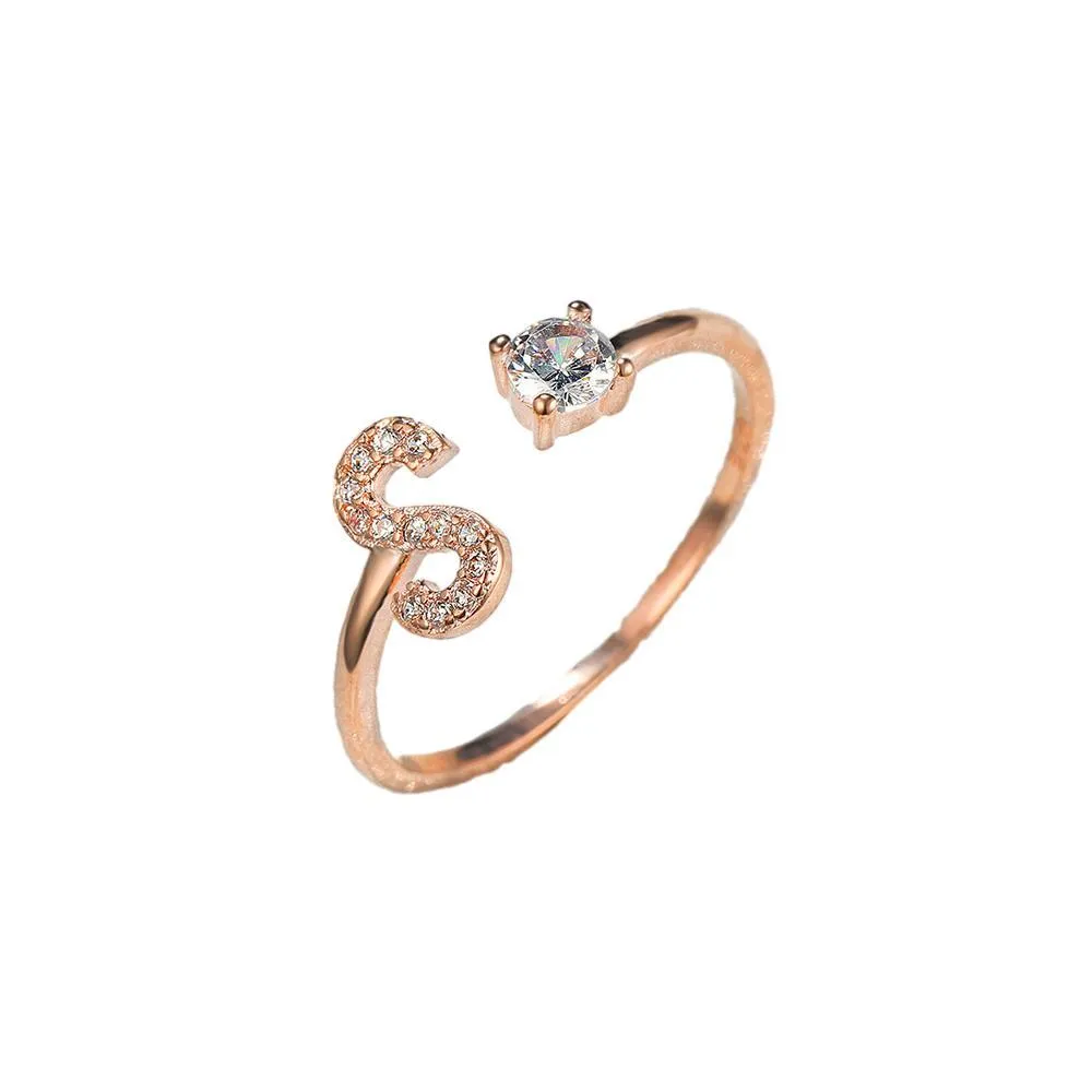 Customizable Rose Gold Alphabet Rings
