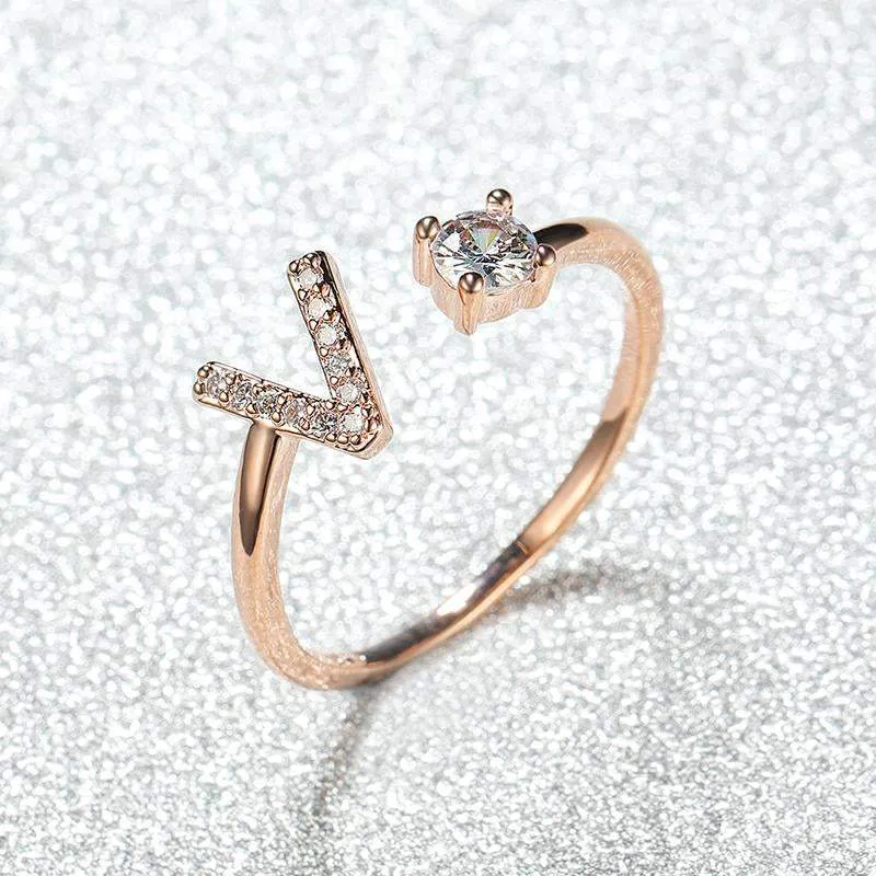 Customizable Rose Gold Alphabet Rings