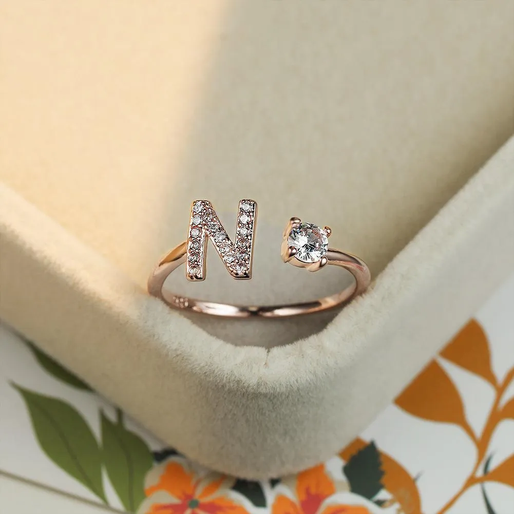 Customizable Rose Gold Alphabet Rings