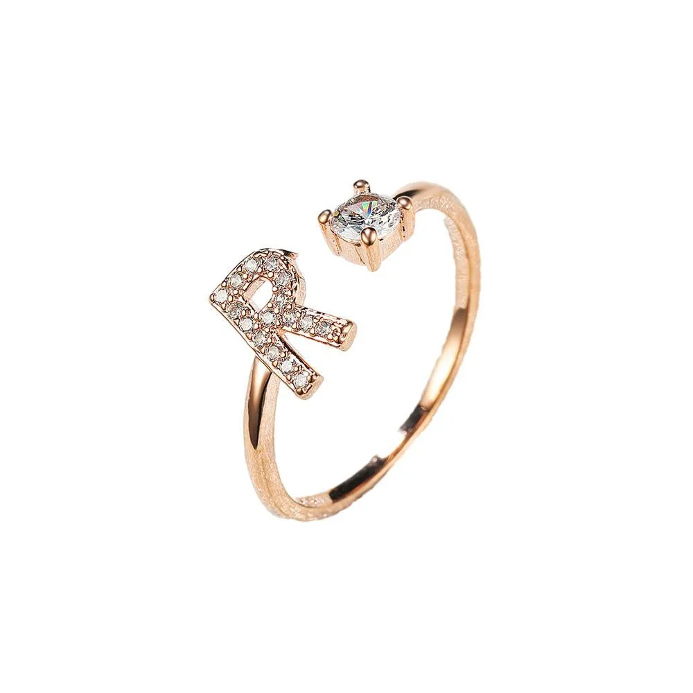 Customizable Rose Gold Alphabet Rings