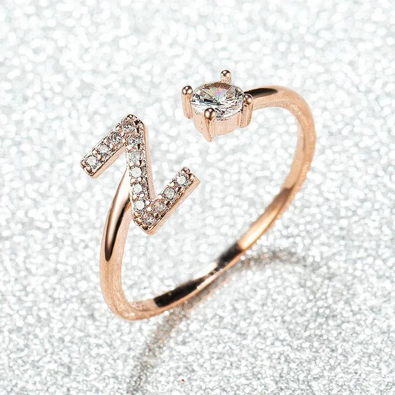 Customizable Rose Gold Alphabet Rings