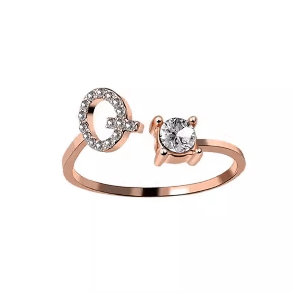 Customizable Rose Gold Alphabet Rings